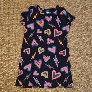 Old Navy | Black Tee Dress with Colorful Heart & Lightning Motifs